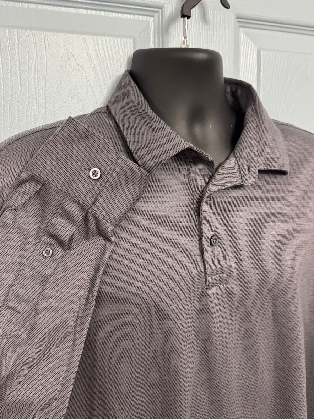 Daniel Cremieux Cotton‎ Knit Long Sleeve Polo Shirt XL Pewter Gray